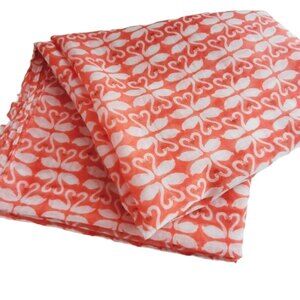 Scarf Large Orange & White  Lightweight Semi-Sheer Kissing Swans Heart Pattern